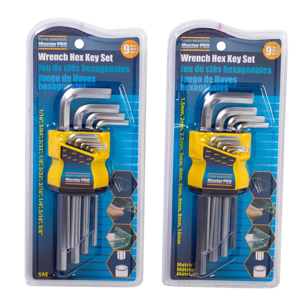 H.E. MasterPro 9-PC Wrench Hex Key Metric & Imperial