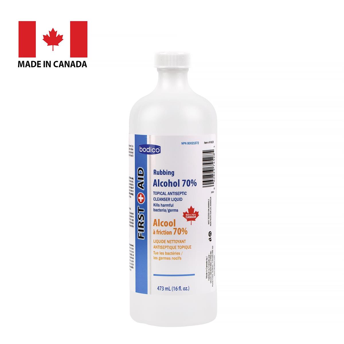 Bodico 70% Rubbing Alcohol, 473 mL