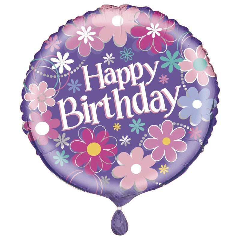 Birthday Blossoms Round Foil Balloon 18"