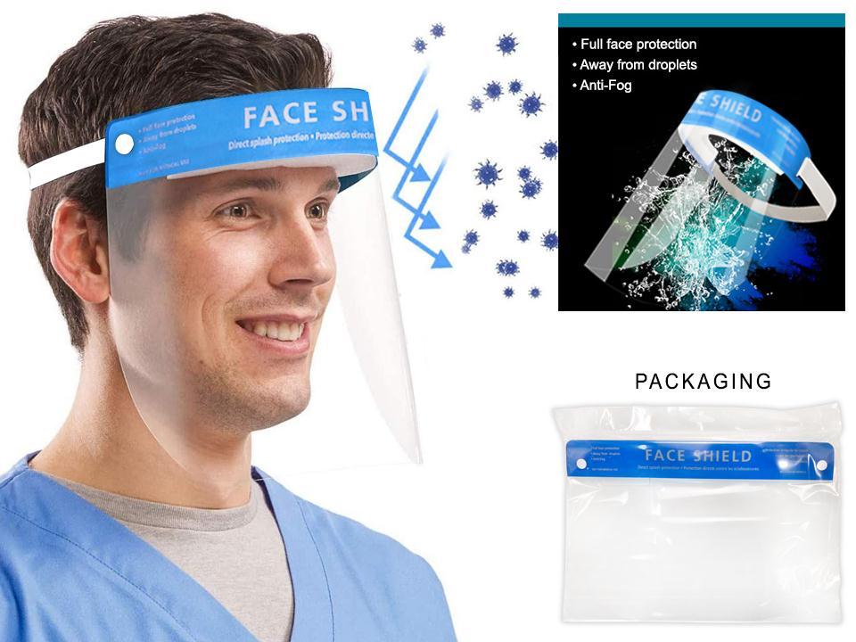 Face Shield with Elastic Band & Sponge Headband, 12.25x8.6"