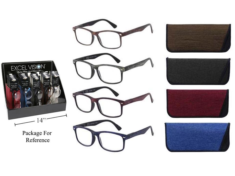 Excel Vision Wood Grain Readers with Spring Hinge