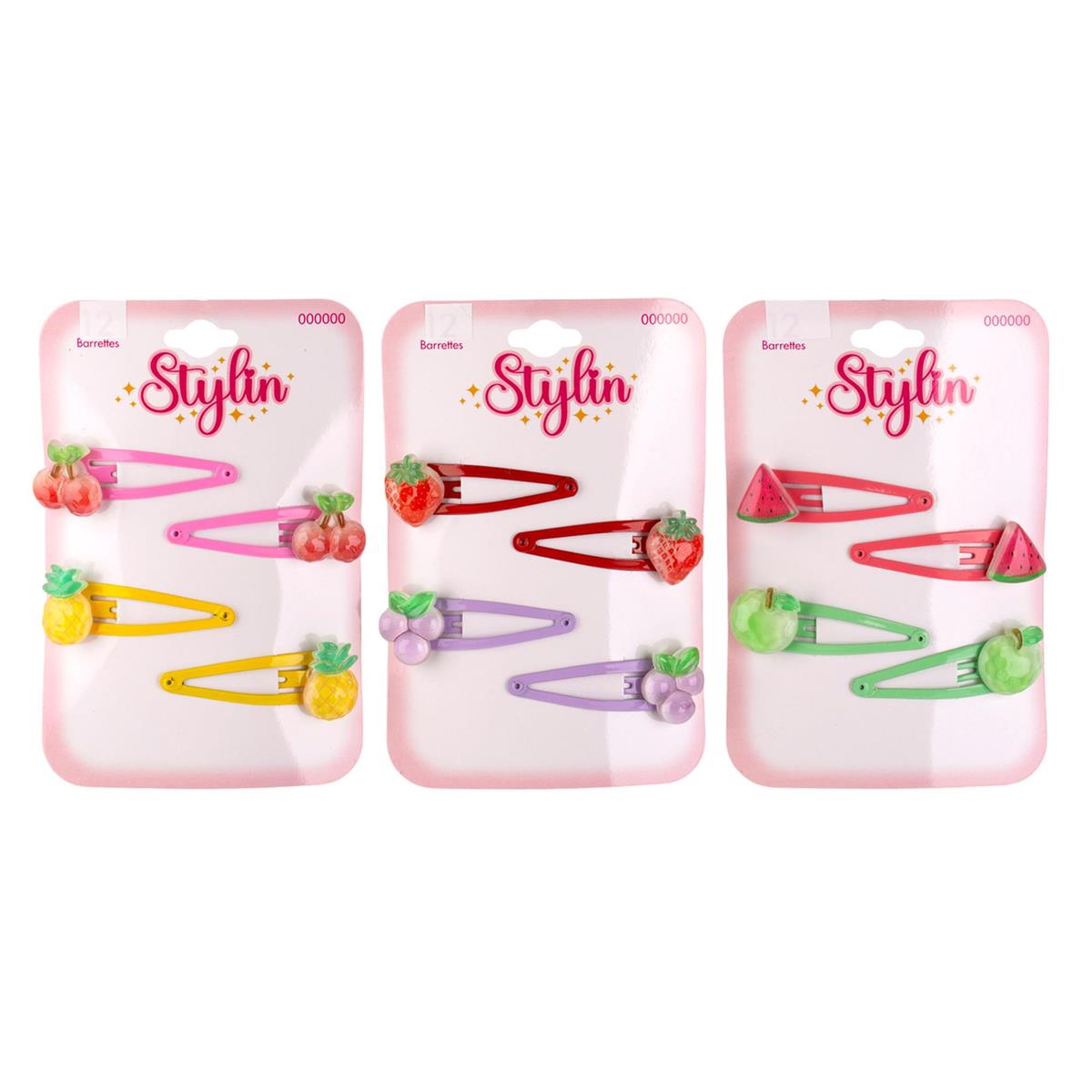 Fruit Snap Hair Barrettes, 4-Pack