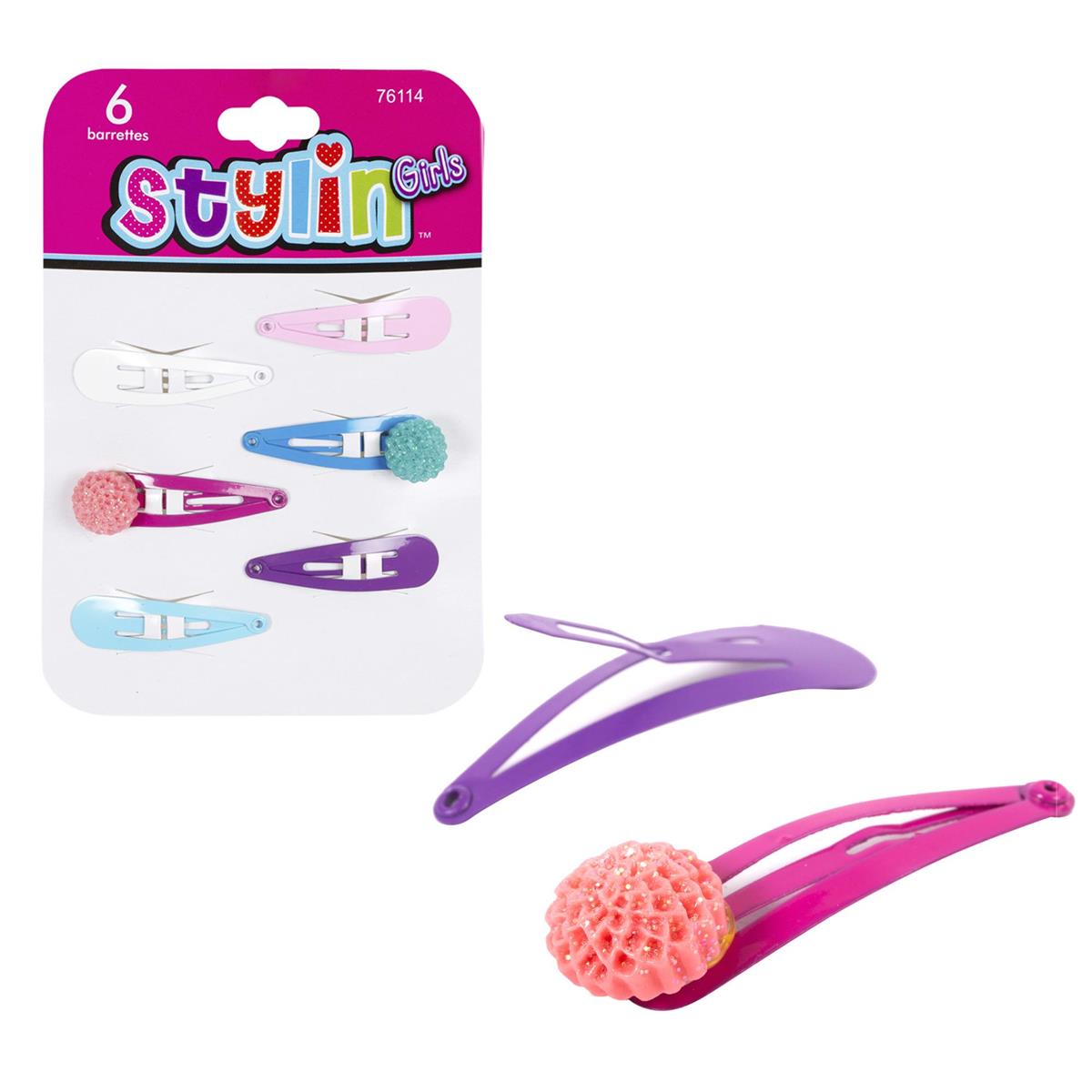 Stylin G Snap Barrette 2 w/ Flower Glitter