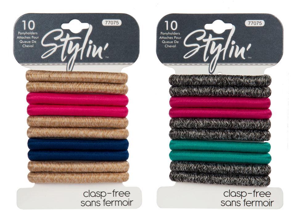 Stylin 10-PC Thick Ponyholder Clasp Free