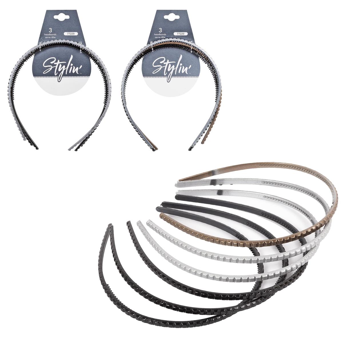 Stylin, 3p Thin Headband 2 assorted
