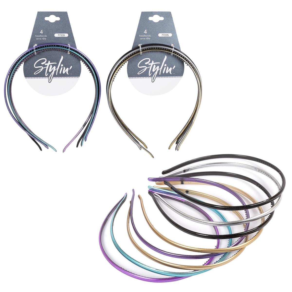 Stylin, 4p  Headband Metallic,  2 assorted