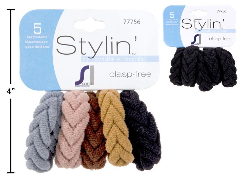 Stylin 5-Pc Braided Ponyholder