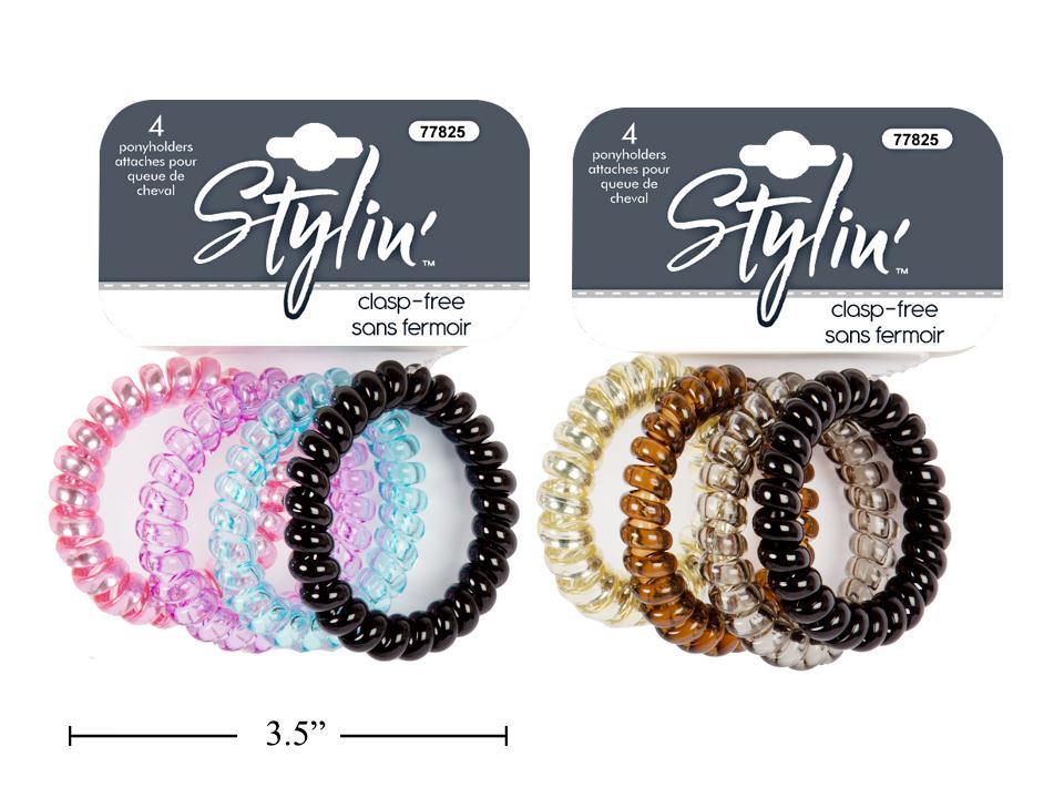 Stylin 4-PC Coil Hair Ties Clasp-Free
