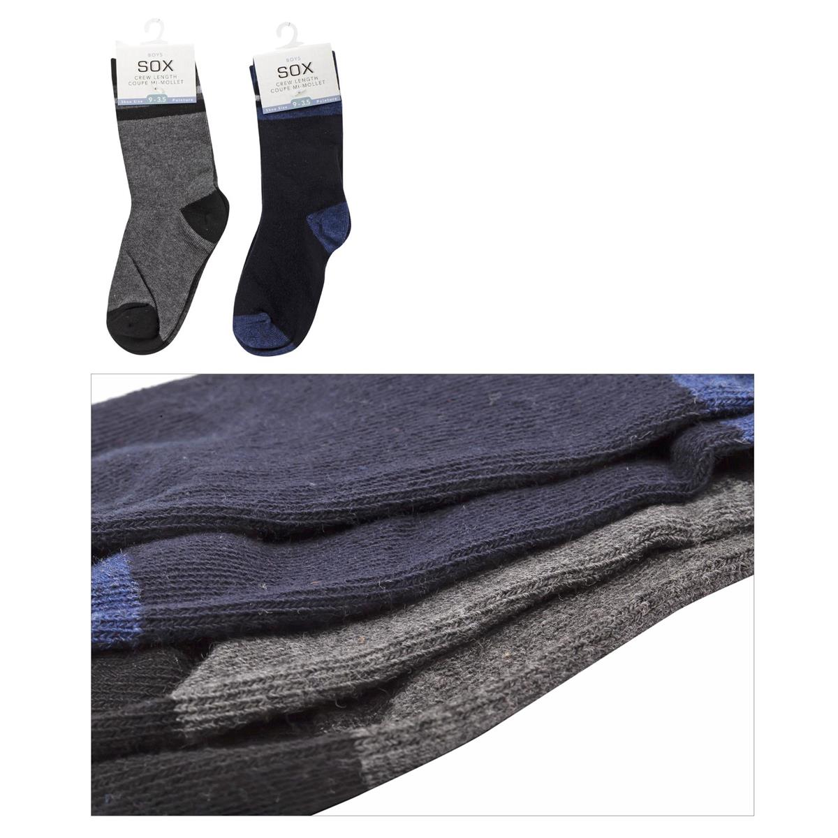 Boys Color Block Crew Socks, Size 6-8