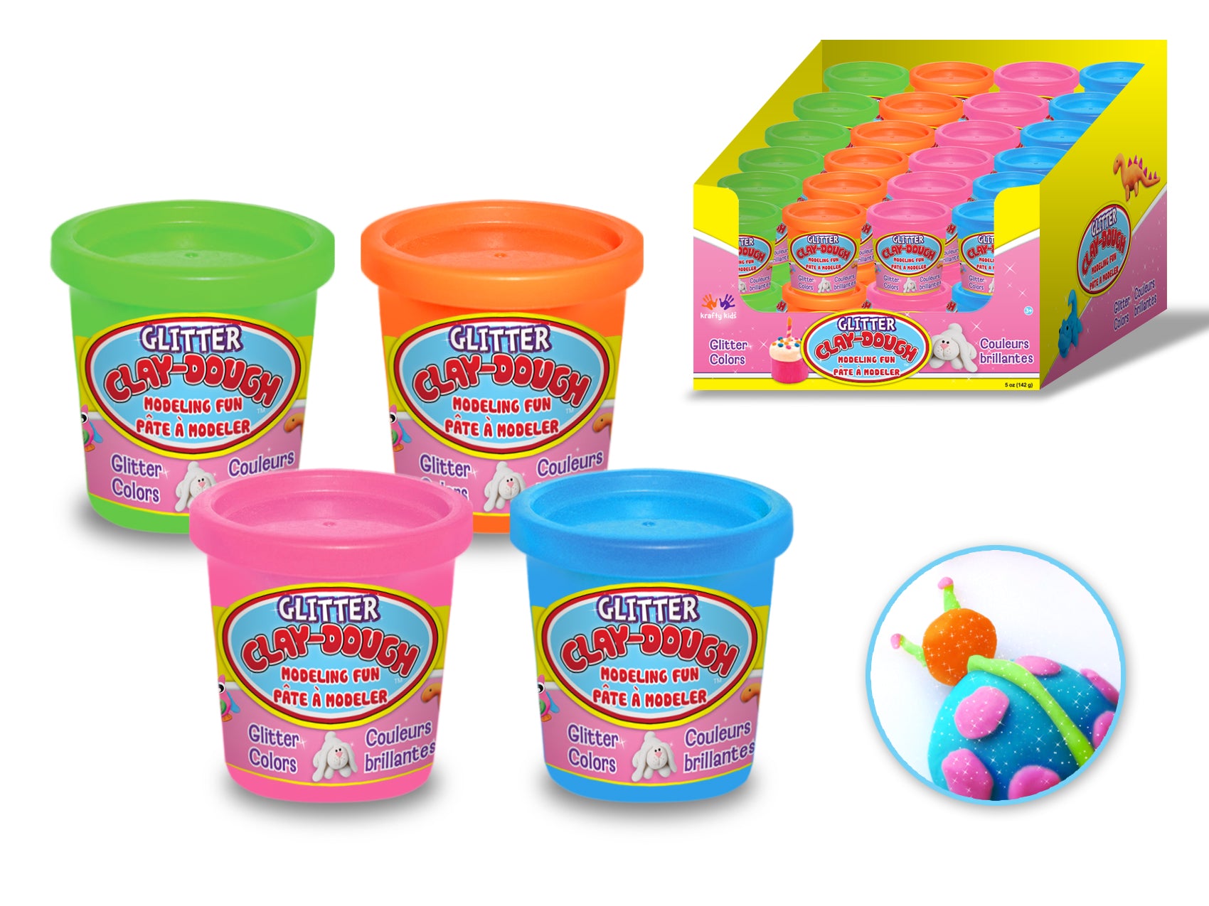 5oz Glitter Clay-Dough Tubs Tropical Shimmers
