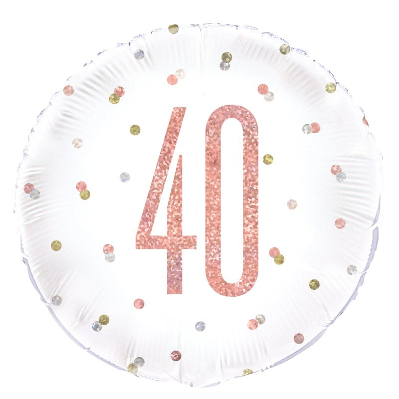 Birthday Rose Gold Glitz Number 40 Foil Balloon 18"