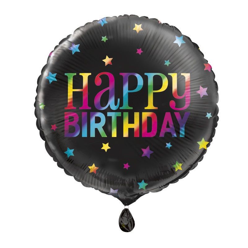 Rainbow Happy Birthday Round Foil Balloon 18"