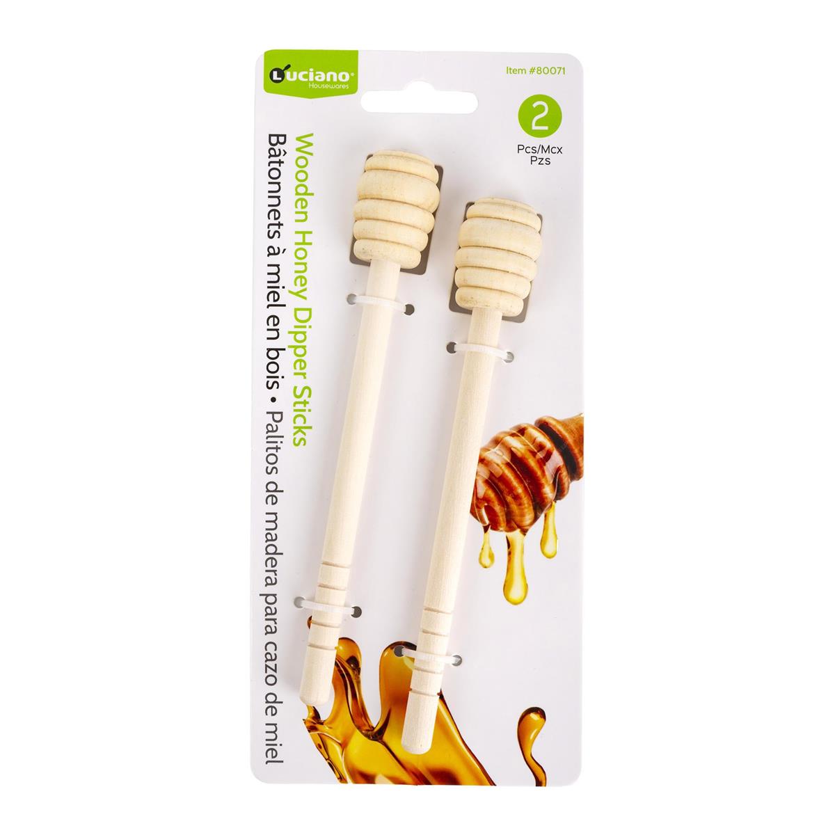 Luciano Honey Dipper Sticks, Wooden, 6"L, 2-pc