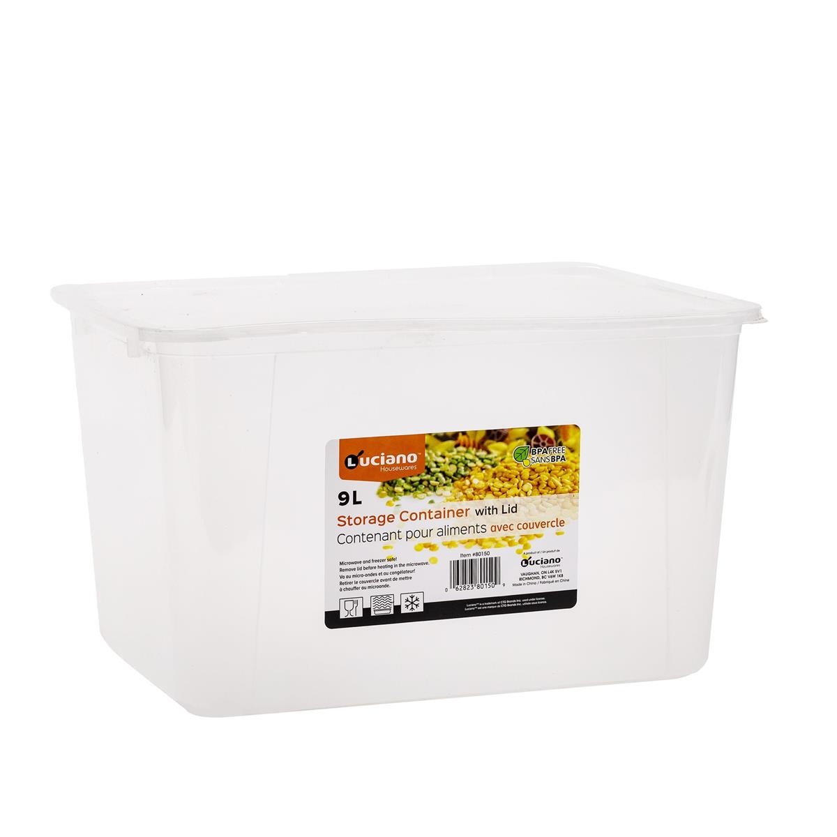 9L Rectangular Food Storage Container with Lid, 12x8.75x7"