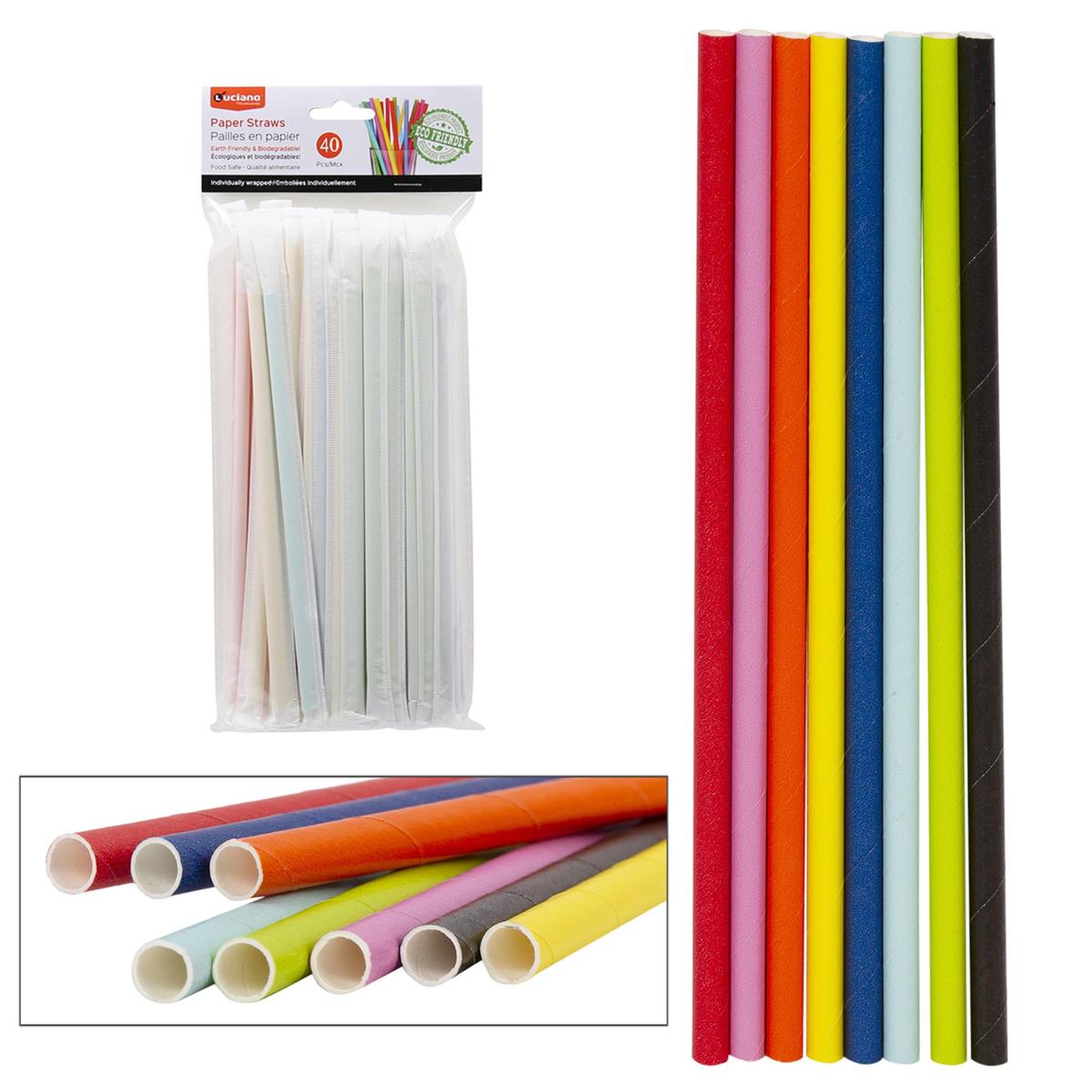Luciano 40-Piece Paper Straws, 19.5cm