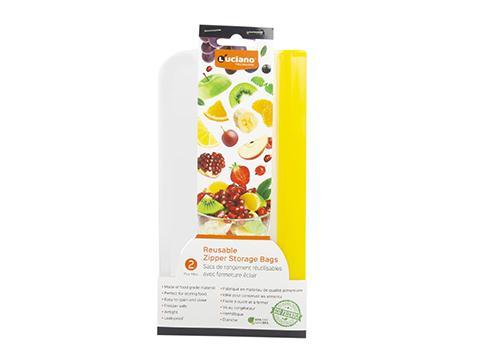 Luciano Reusable Zip Bags, 2-Pack