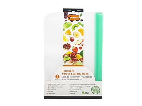Luciano Reusable Ziplock Bags, 2-Pack, 8.75" x 6.5"