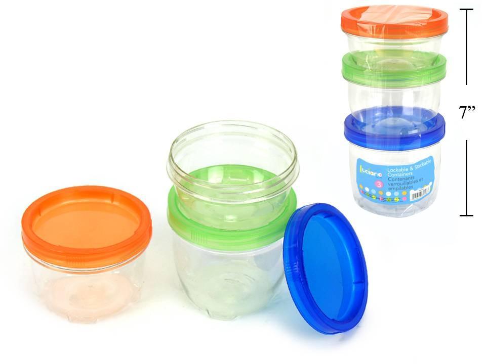 Luciano 3-Pc Containers, Lockable & Stackable