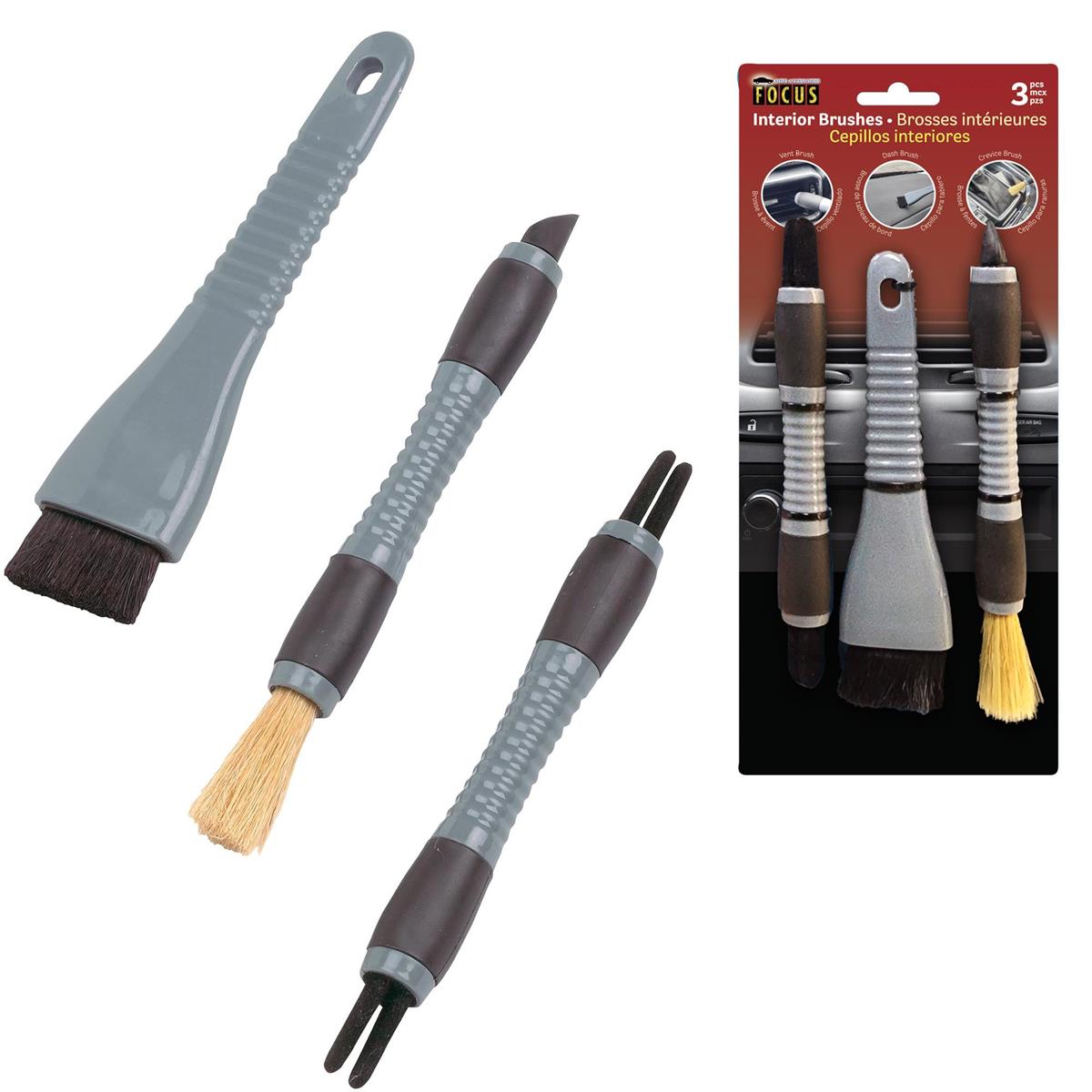 3-Pack Car Interior Cleaning Brushes