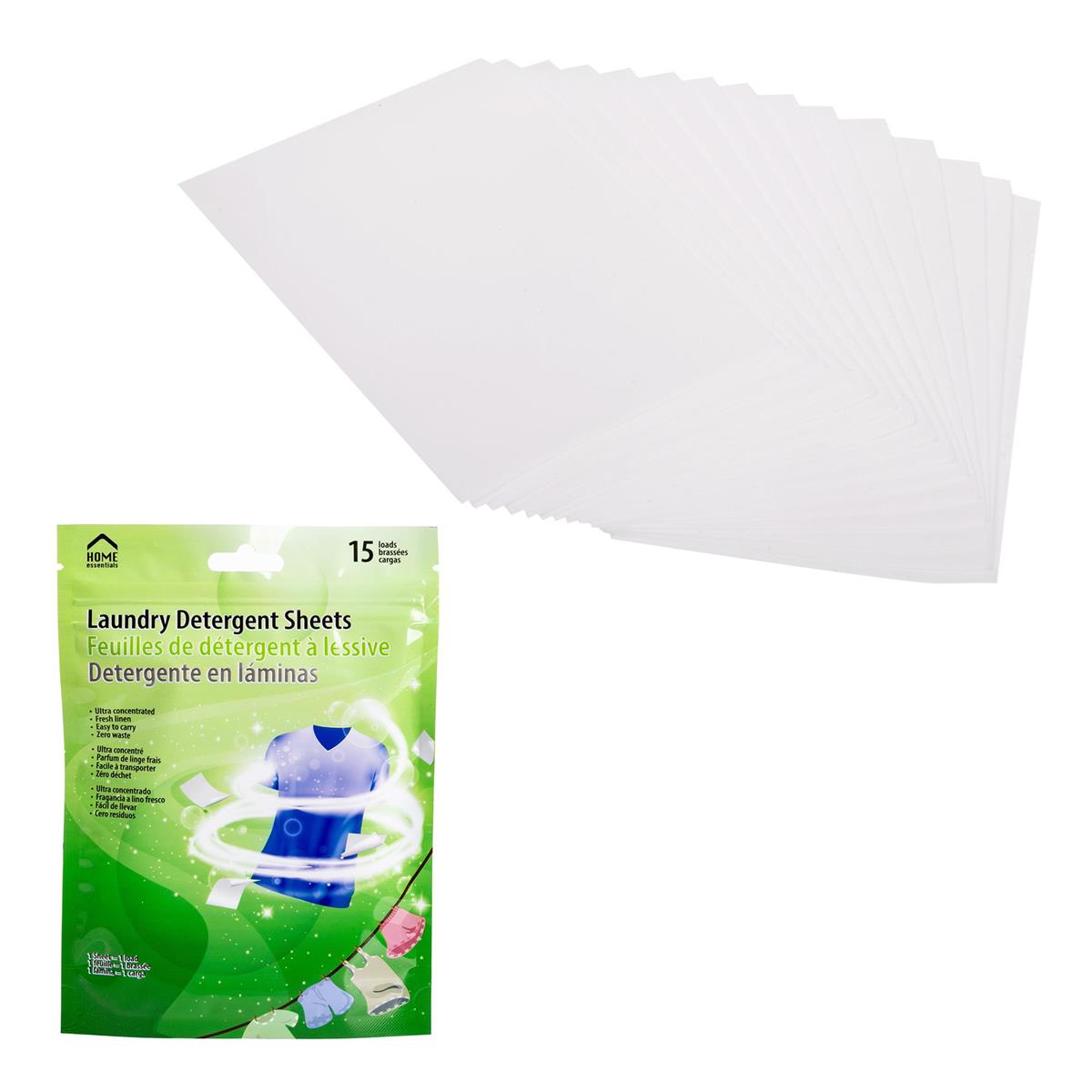H.E. 15-PC Laundry Detergent Sheets Size:2.7x4.3", Zip lock bag