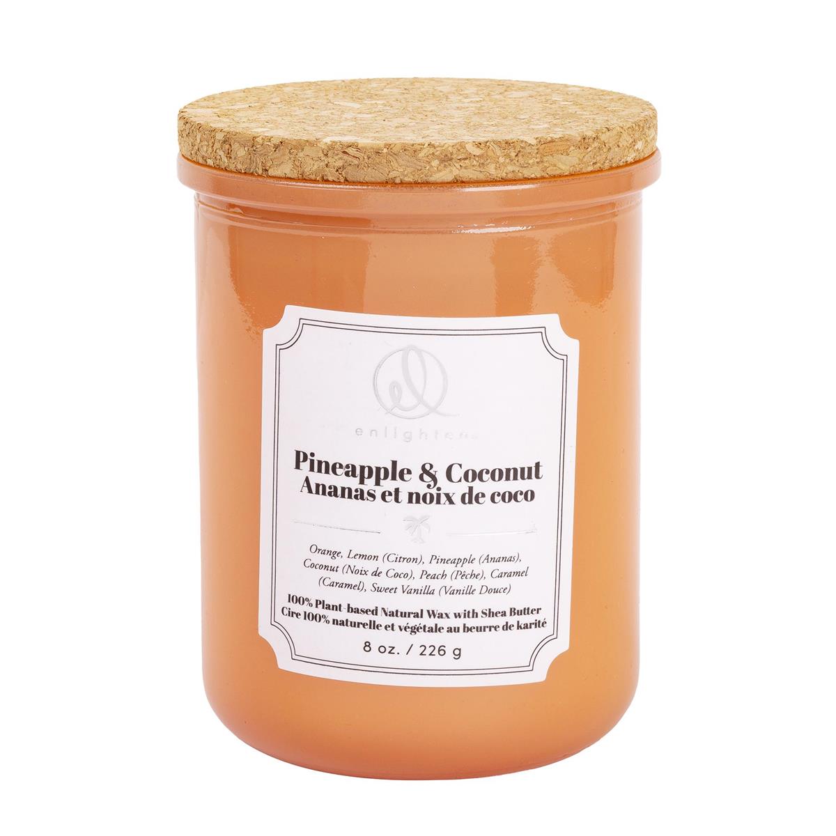 Enlighten Candle w/Wood Lid, Pineapple+Coconut, 226g, D80*H100mm