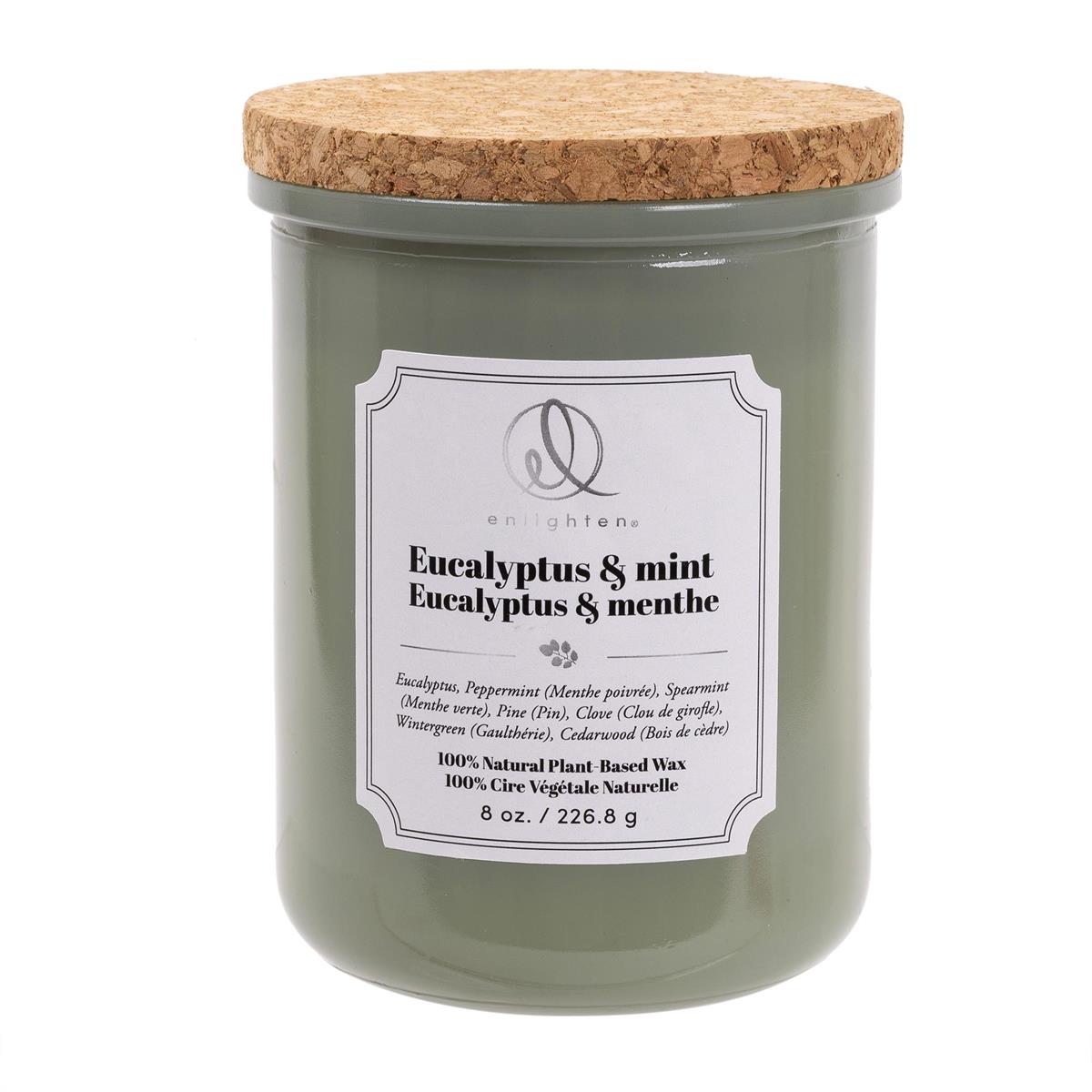 Enlighten Eucalyptus & Mint Scented Candle with Wood Lid, 226 g