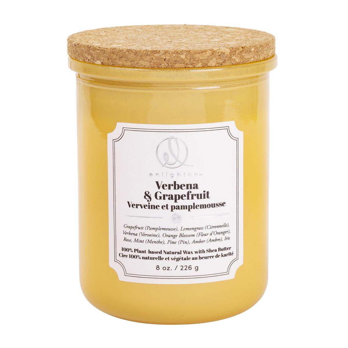 Enlighten Candle w/Wood Lid, Verbena+Grapefruit, D80*H100mm