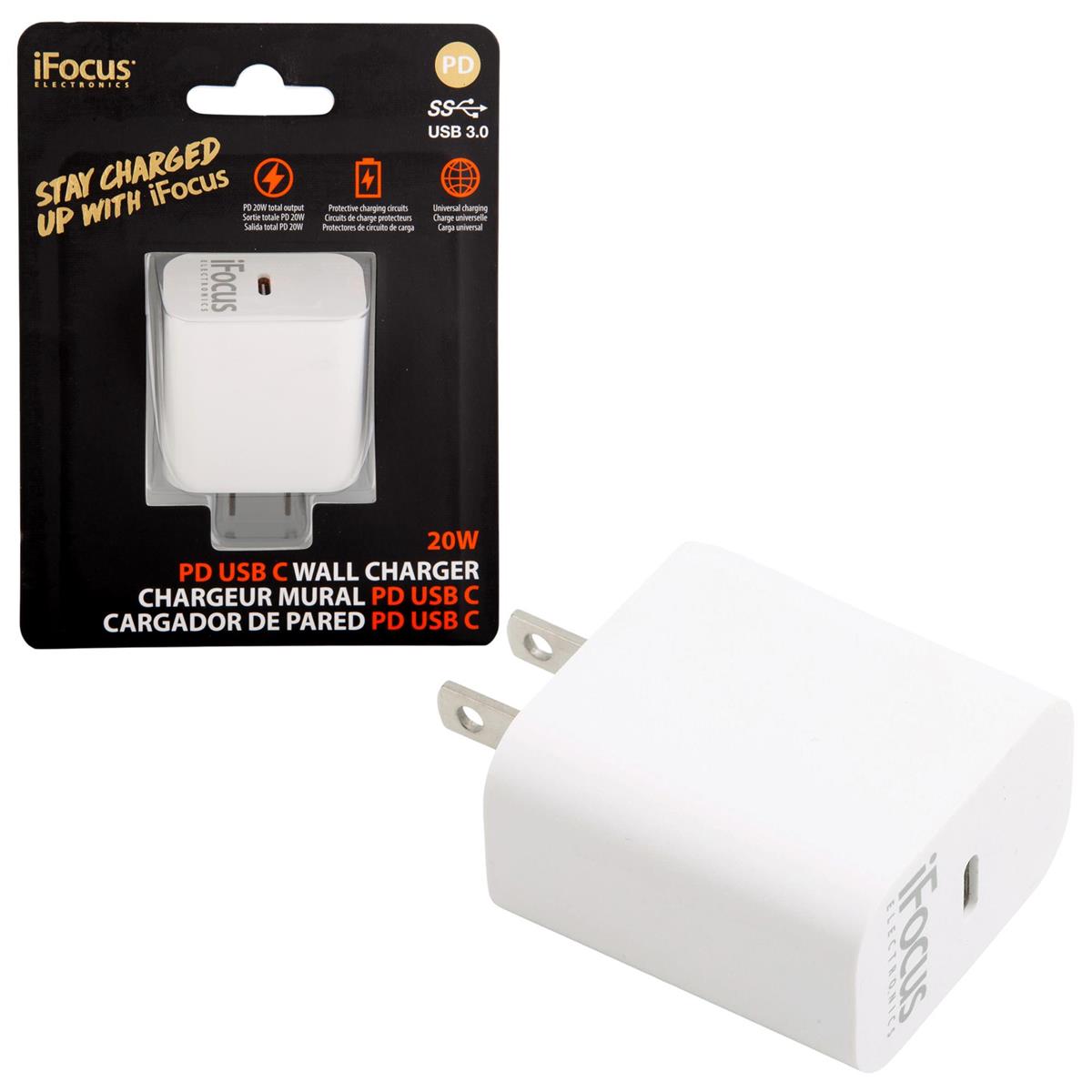 iFocus 20W USB-C Wall Charger White (Fast Charge)