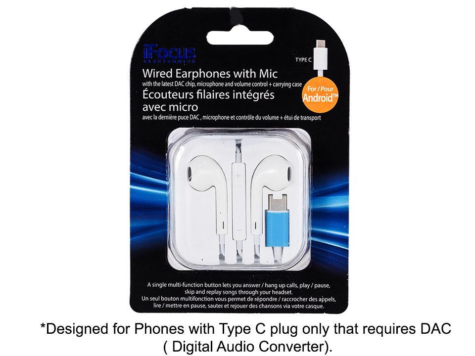 iFocus Type-C DAC Earbuds w/Mic for Android Phones