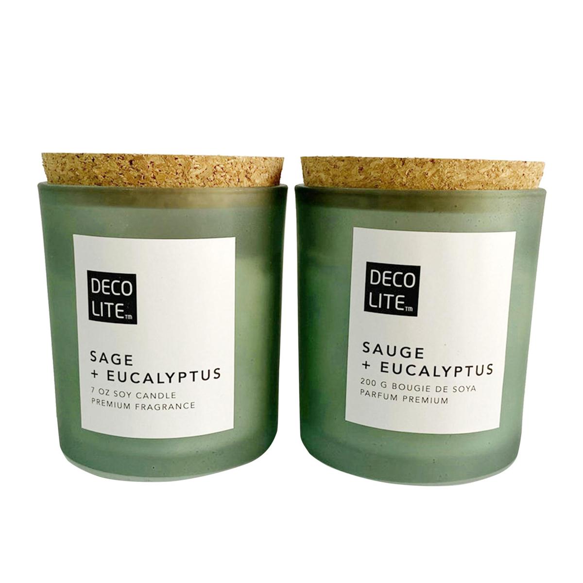 Soy Glass Jar Candle w/Cork Lid, Sage, 200/460g