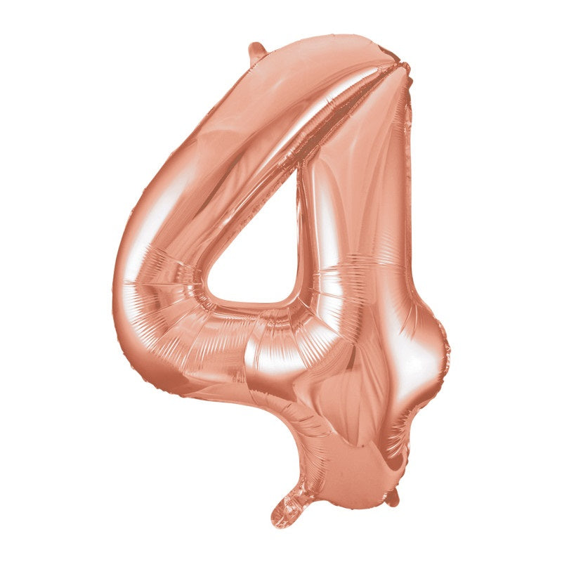 Rose Gold Number 4 Foil Balloon 34"