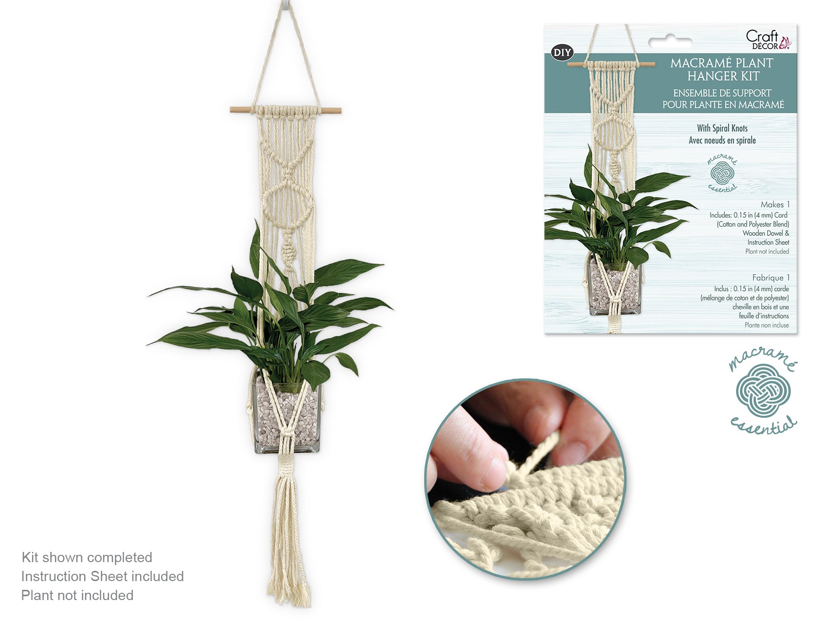 Craft Decor: DIY Macrame Planter Hanger Kit w/Wood Dowel