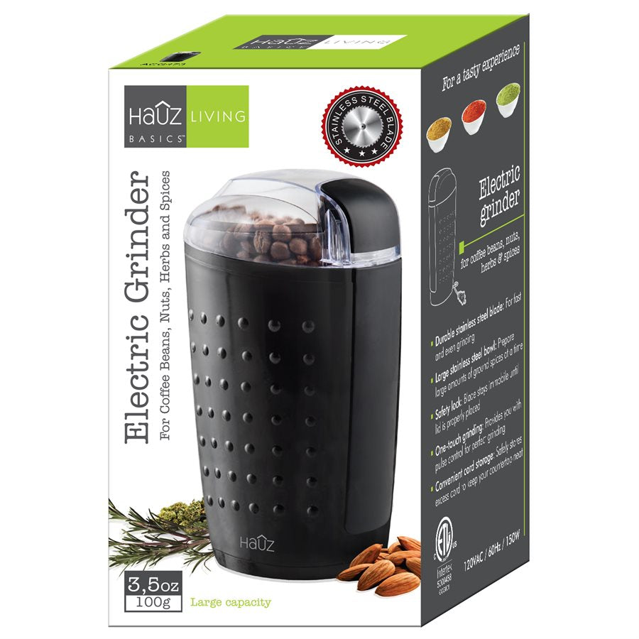 One Touch Electric Grinder for Coffee, Spices, and Herbs with 100g Capacity in Black