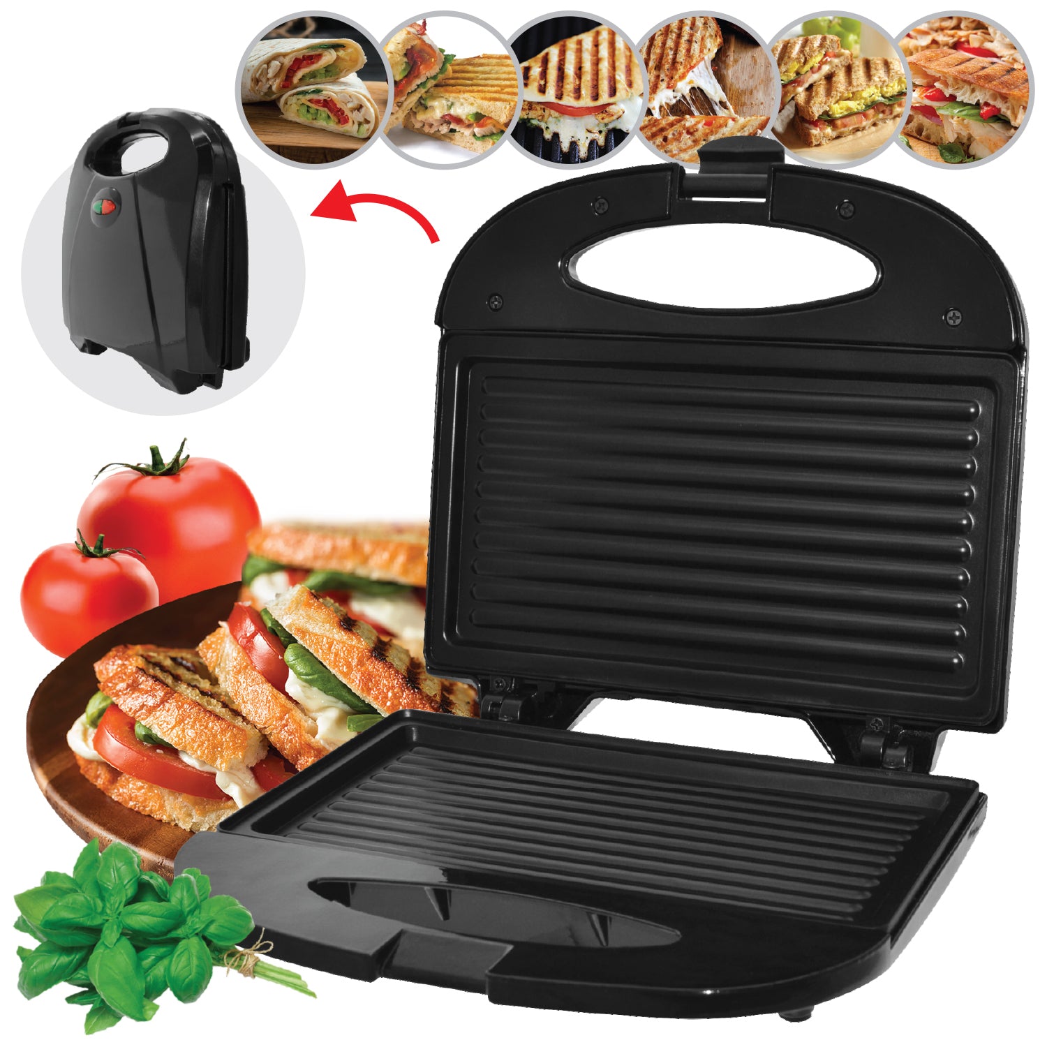 Hauz Black Nonstick Panini Press
