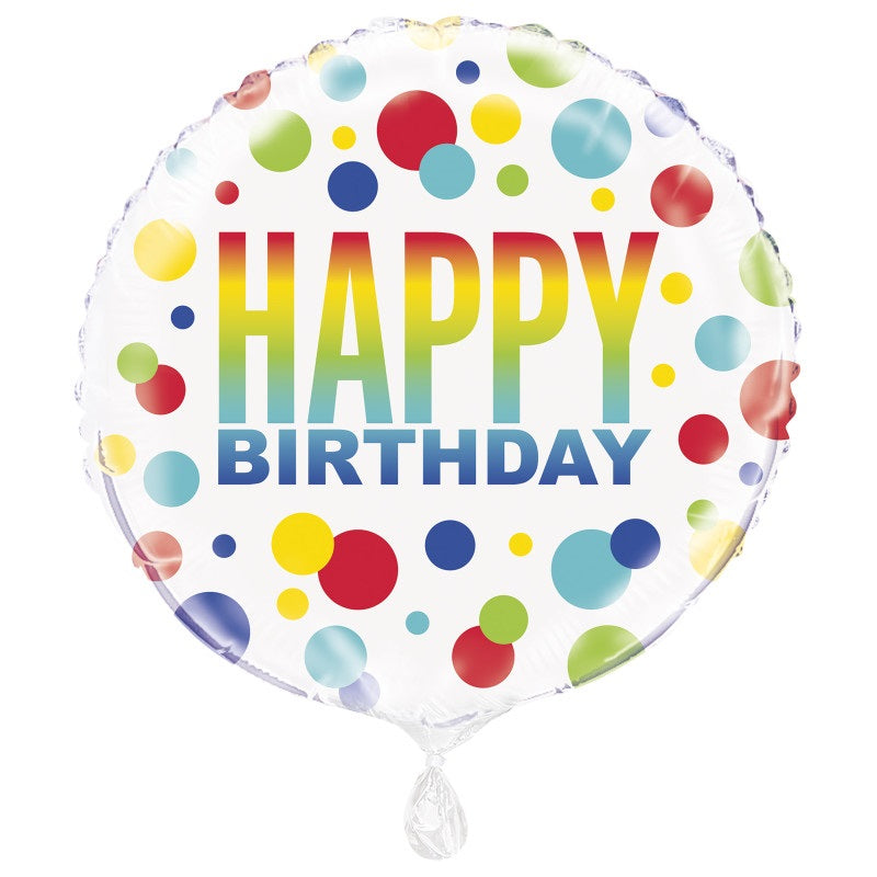 Rainbow Spots Birthday Foil Balloon 18"