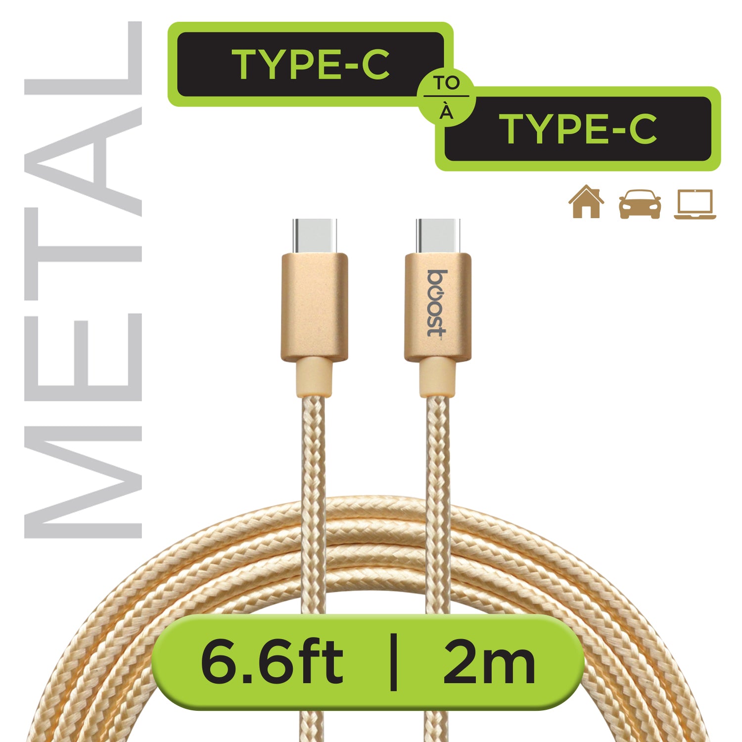 BOOST 6.6 ft Braided USB-C to USB-C Cable