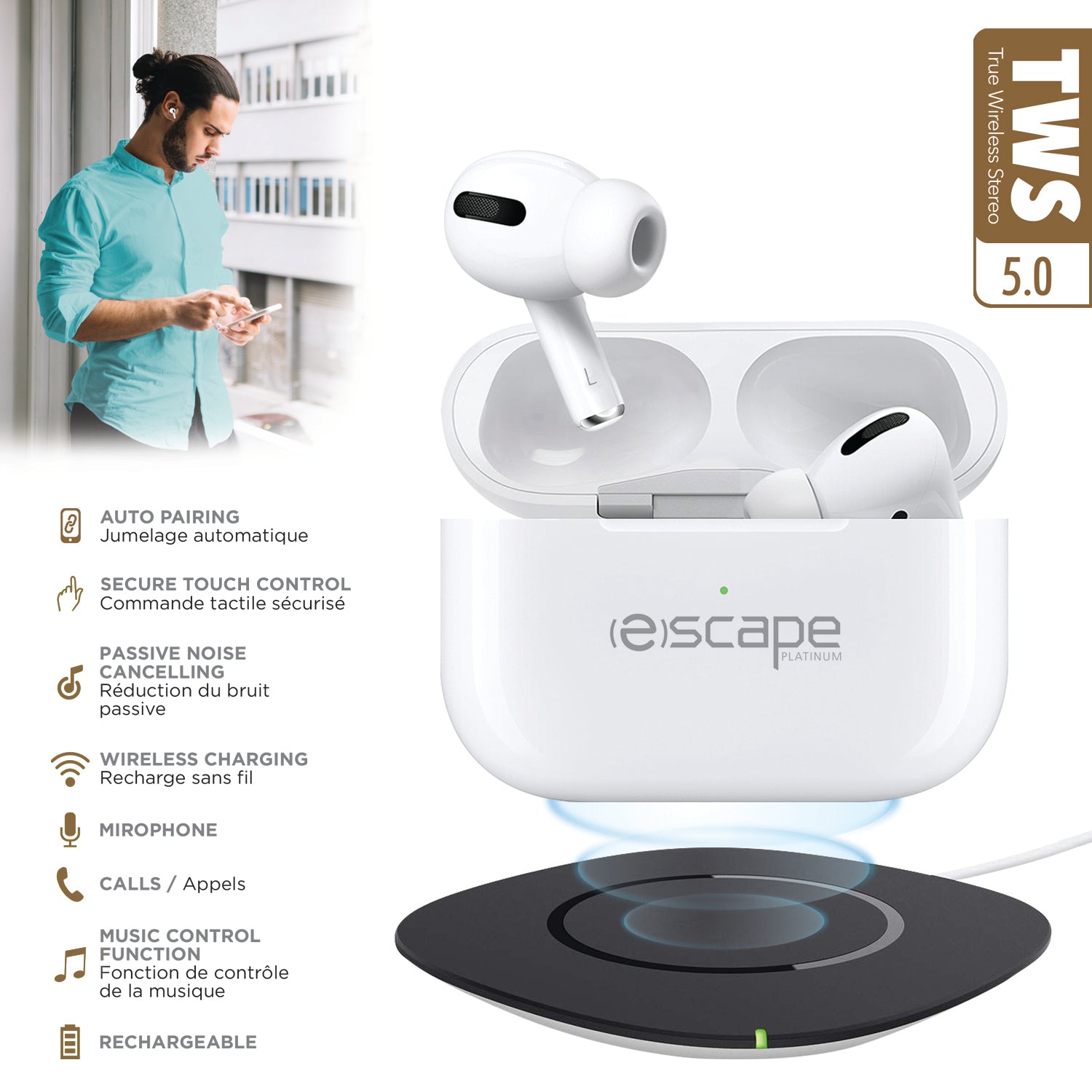 Escape Wireless Earbuds with Charging Case