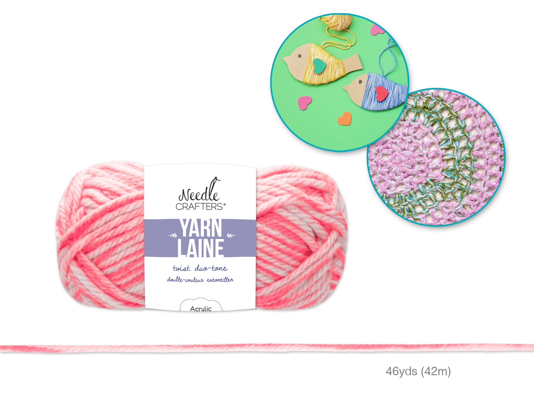 Needlecrafters: 50g Acrylic Twist Duo-Tone Yarn