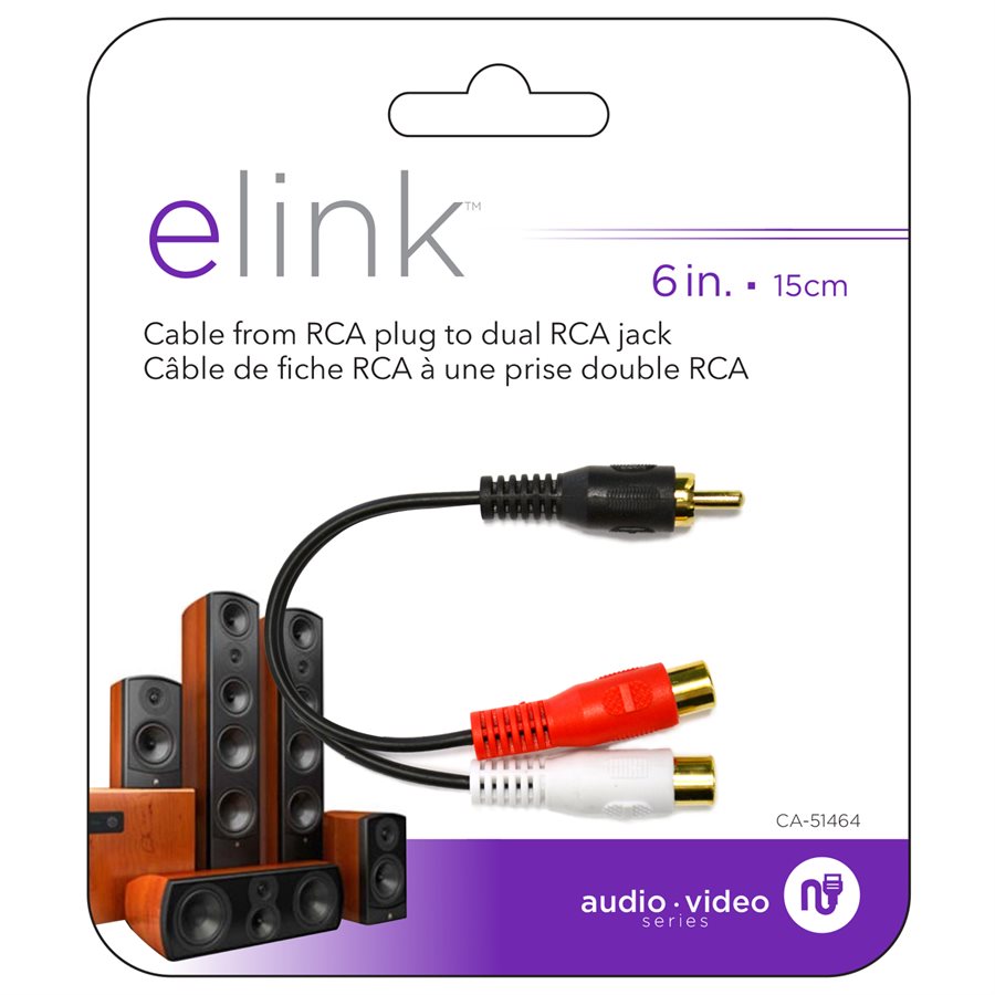 6-Inch Adaptor Cable with Dual RCA Female to 1 RCA Male Features