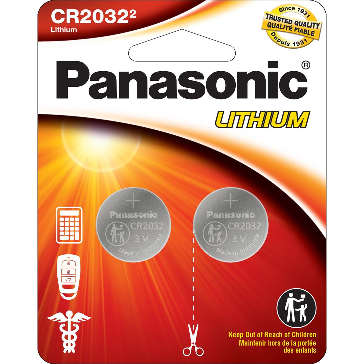 Panasonic 2pk. CR2032 Cell Battery Lithium