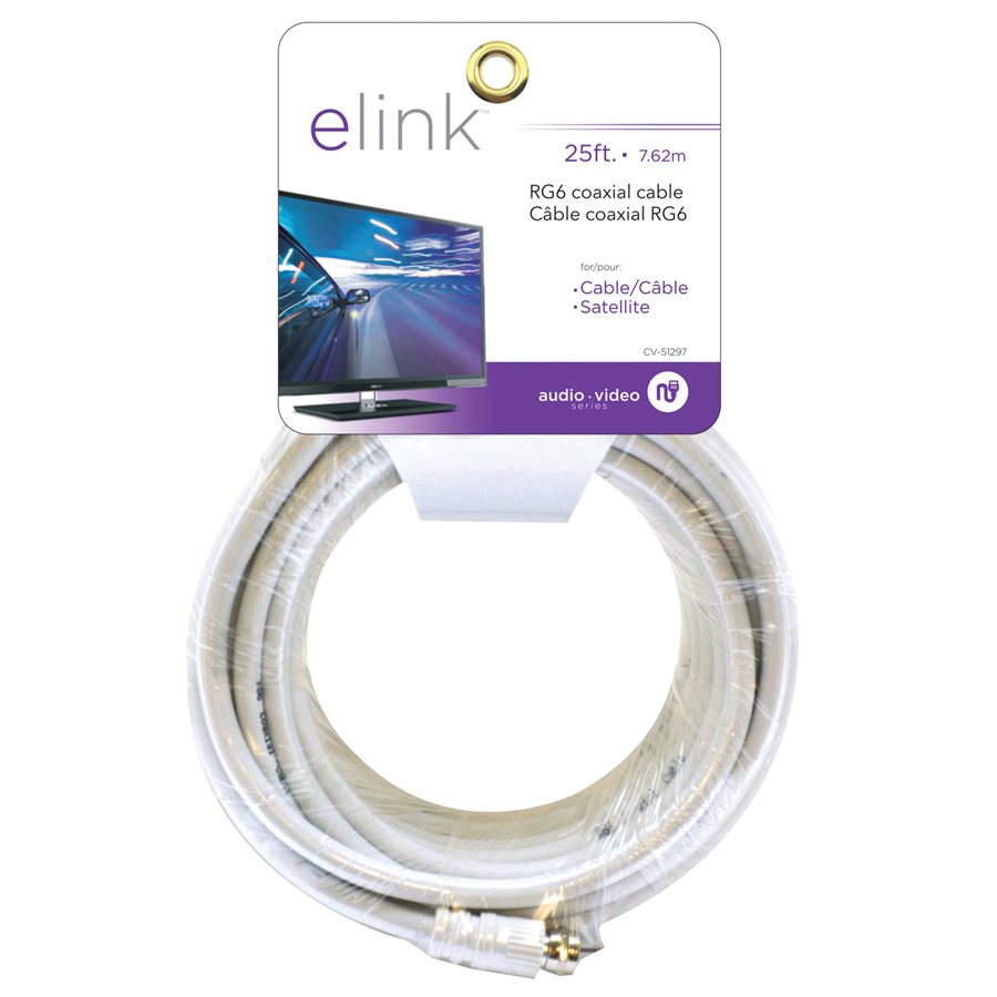Coaxial Cable RG6; 25 Ft.