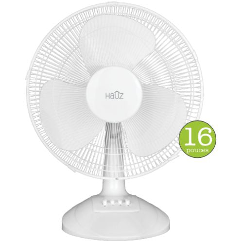 Hauz 16" White Oscillating Desk Fan