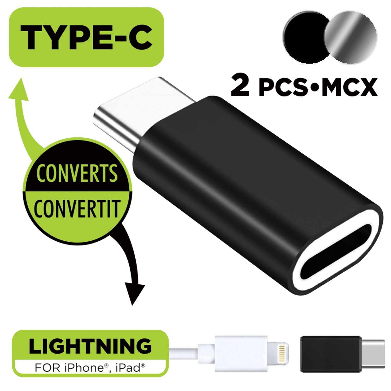BOOST Lightning to USB-C Adapter, 2-Pack