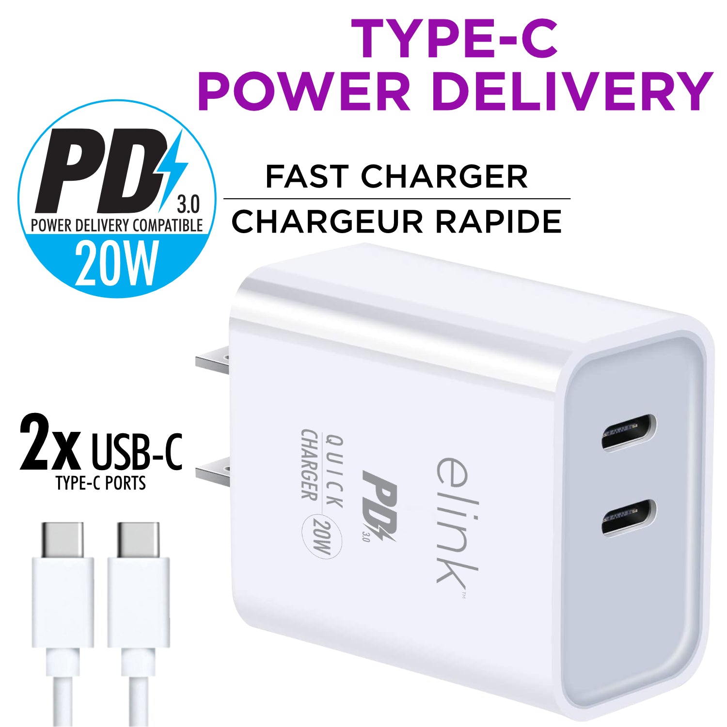 BOOST 20W Dual-Port USB-C Fast Wall Charger