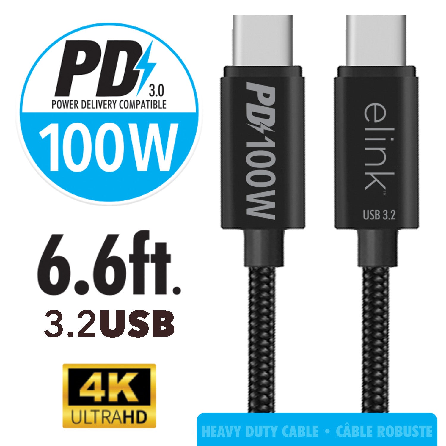 6.6 ft USB-C Fast Charging Cable 100W