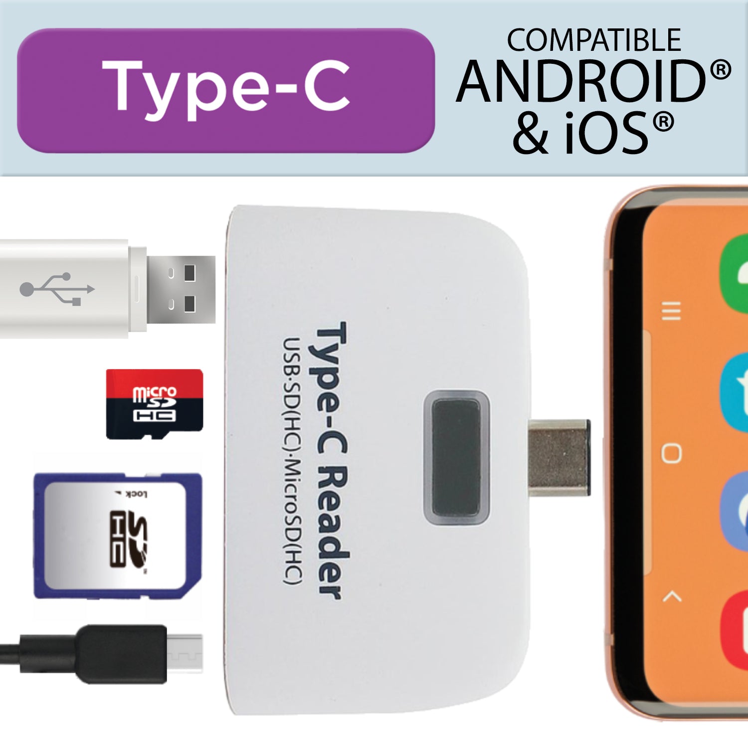 4-in-1 USB-C OTG Card Reader Adapter