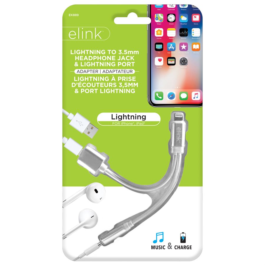 Lightning to 3.5mm Headphone Jack Adapter with Charging Port