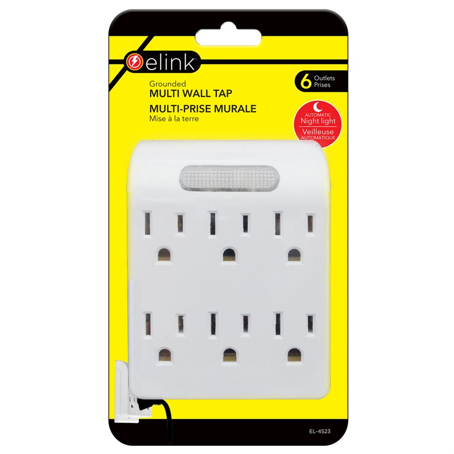 6-Outlet Tap with Integrated Automatic Night Light