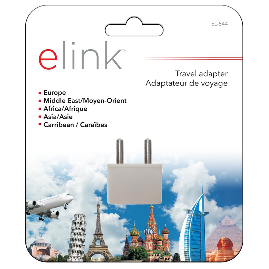 Round-Pin Foreign Plug Adaptor for Europe, Middle East, Africa, Asia