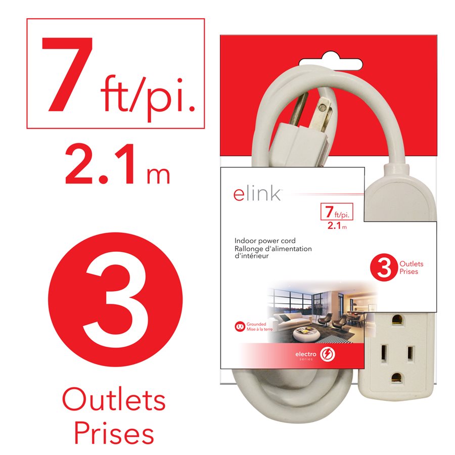 7 Ft. 3-Outlet Power Bar